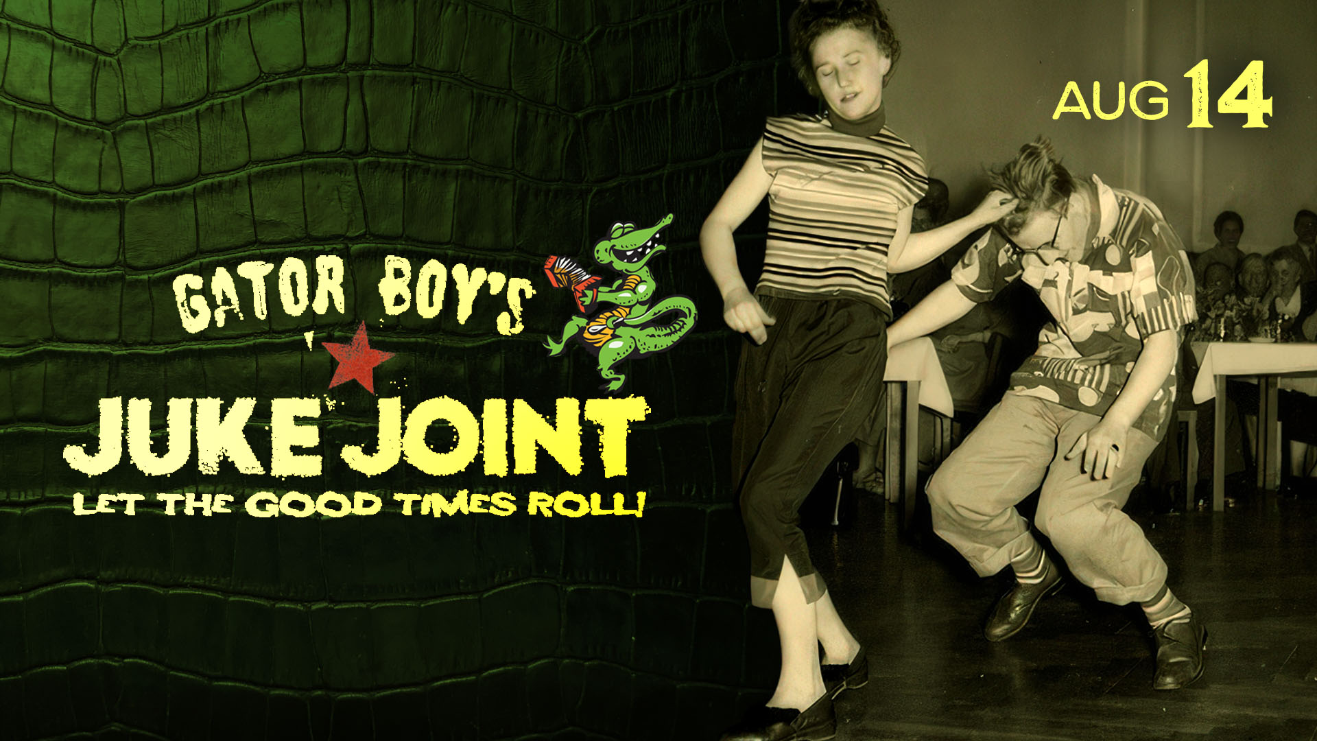 Dancers tugging hair promoting Gator Boy's Juke Joint Aug.14